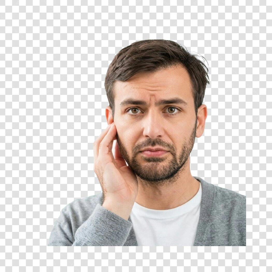 Foto Recortada Homem Dor de Ouvido PNG Fundo Transparente
