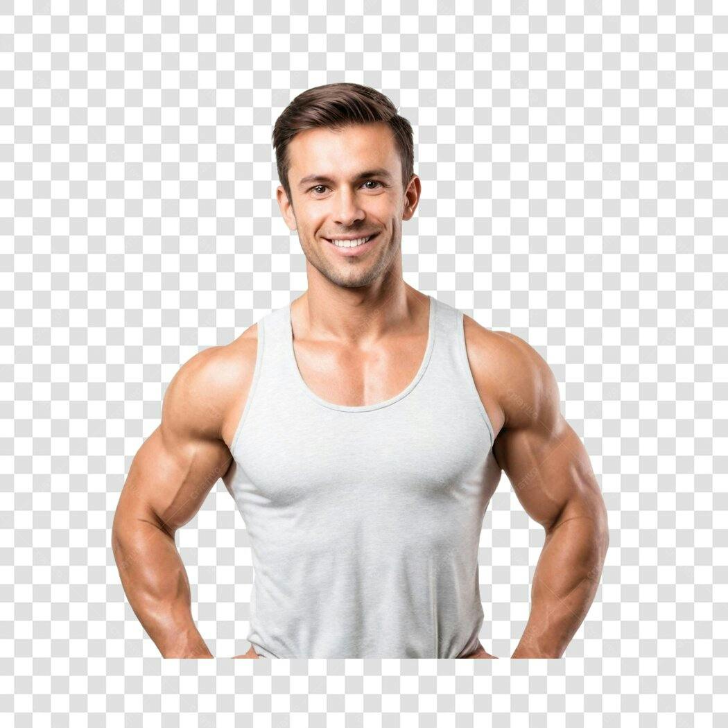 Foto Recortada Homem Fitness Sorrindo PNG Fundo Transparente