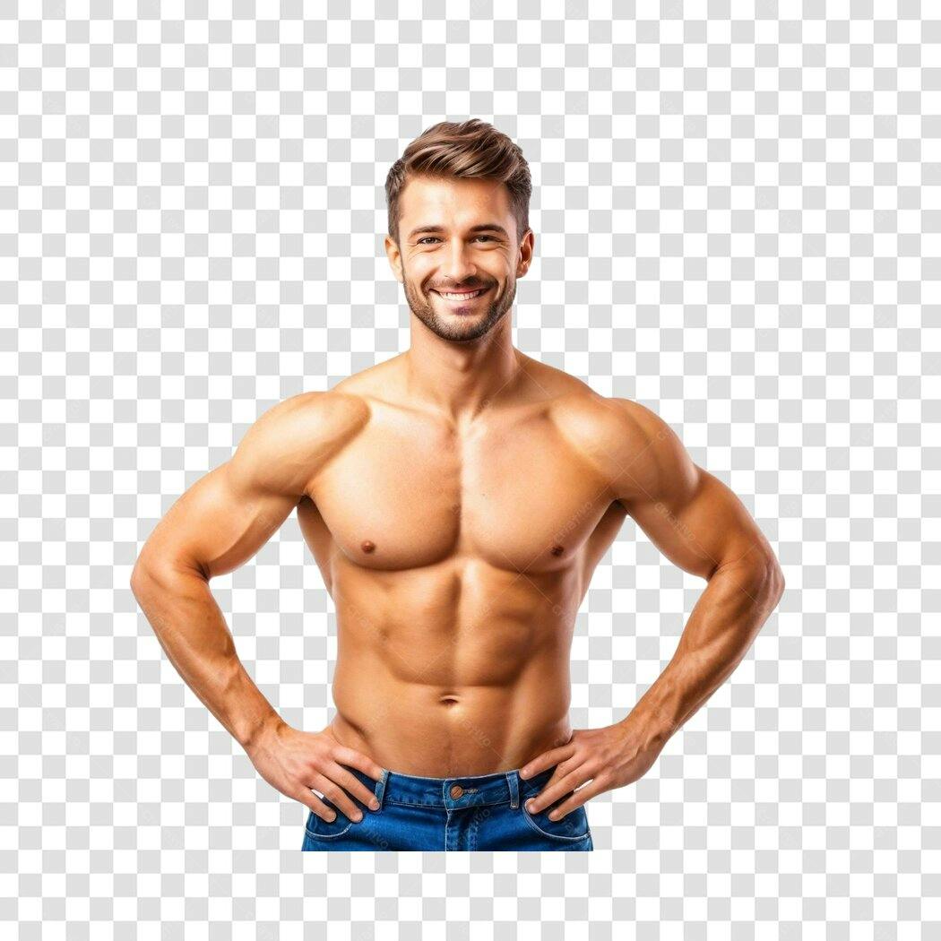 Foto Recortada Homem Fitness Sorrindo PNG Fundo Transparente
