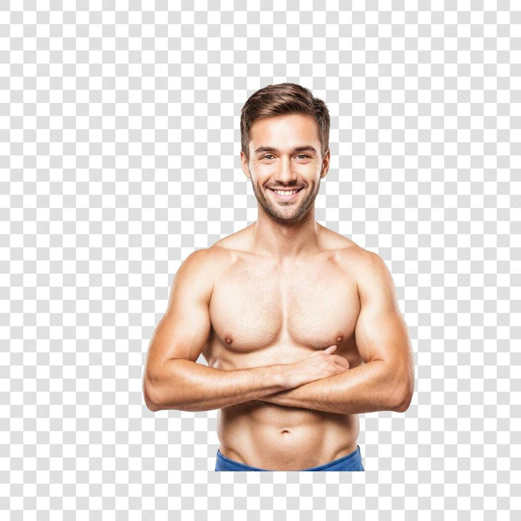 Foto Recortada Homem Fitness Sorrindo PNG Fundo Transparente