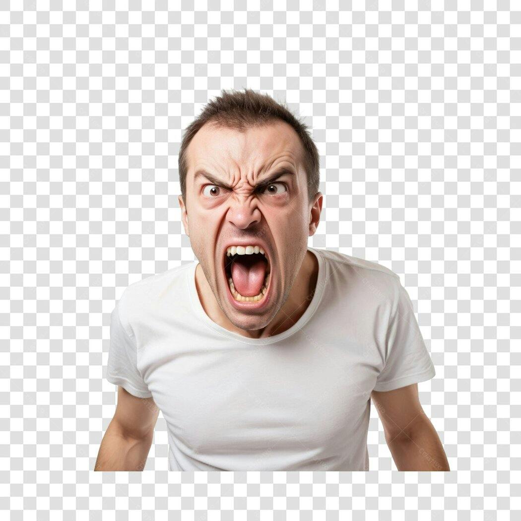 Foto Recortada Homem Gritando Raiva PNG Fundo Transparente
