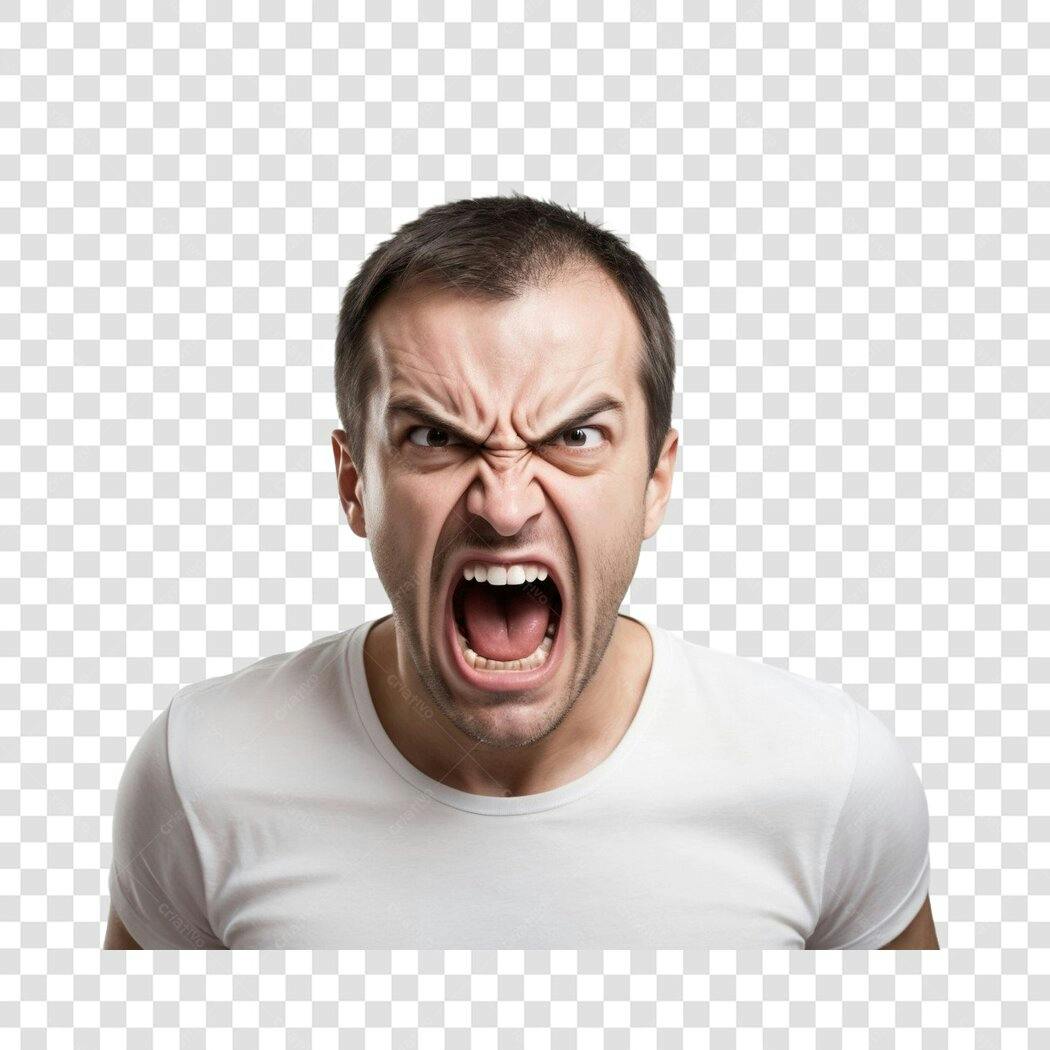 Foto Recortada Homem Gritando Raiva PNG Fundo Transparente
