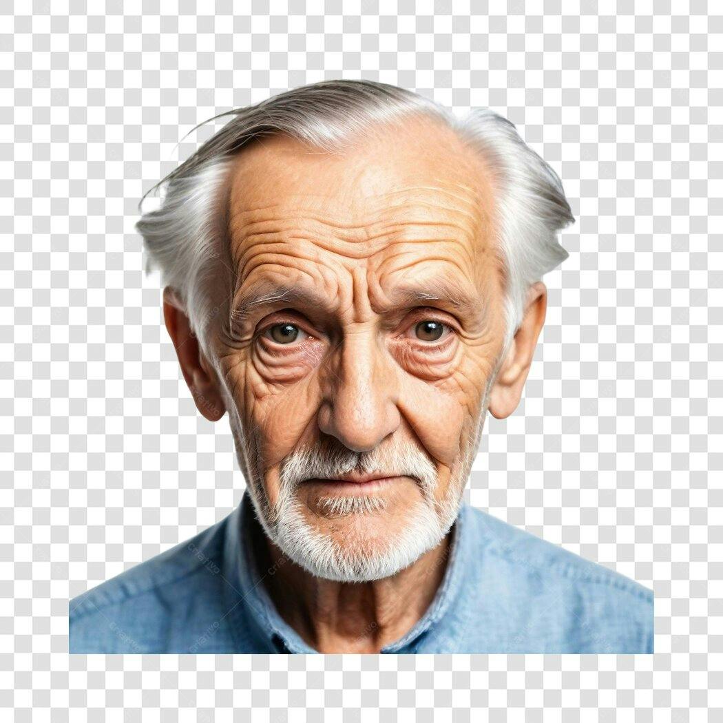 Foto Recortada Homem Idoso Barba Branca PNG Fundo Transparente