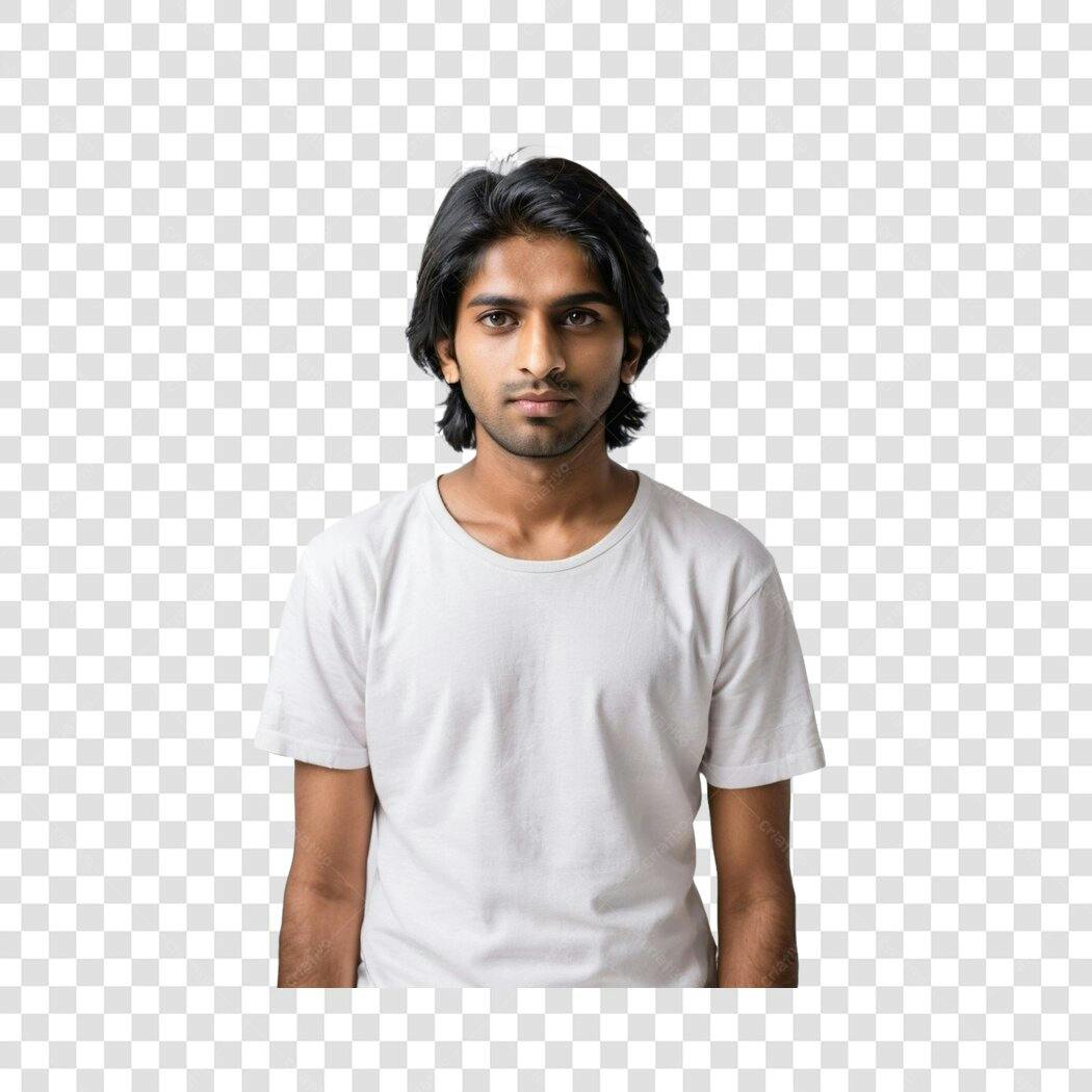 Foto Recortada Homem Indiano Camiseta Branca PNG Fundo Transparente