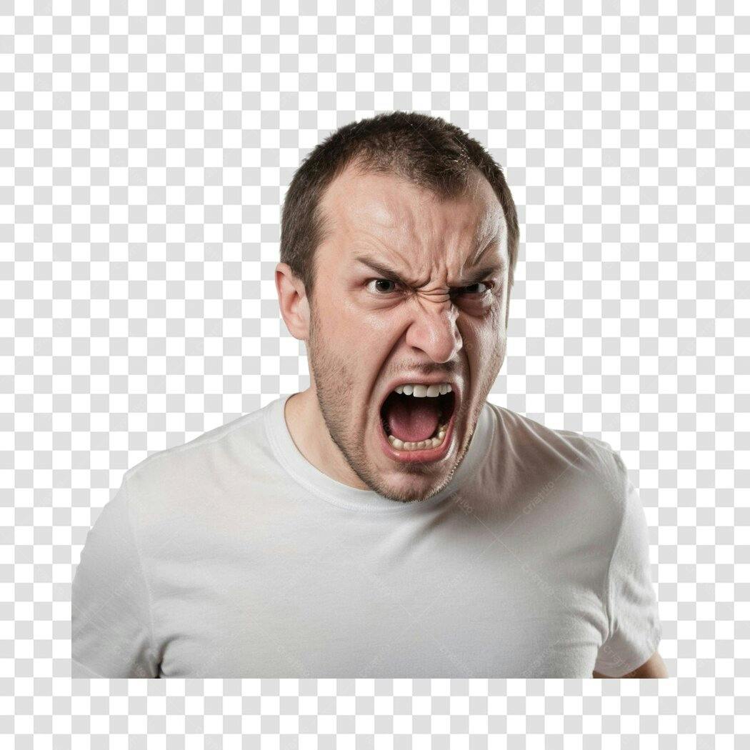 Foto Recortada Homem Irritado Gritando PNG Fundo Transparente