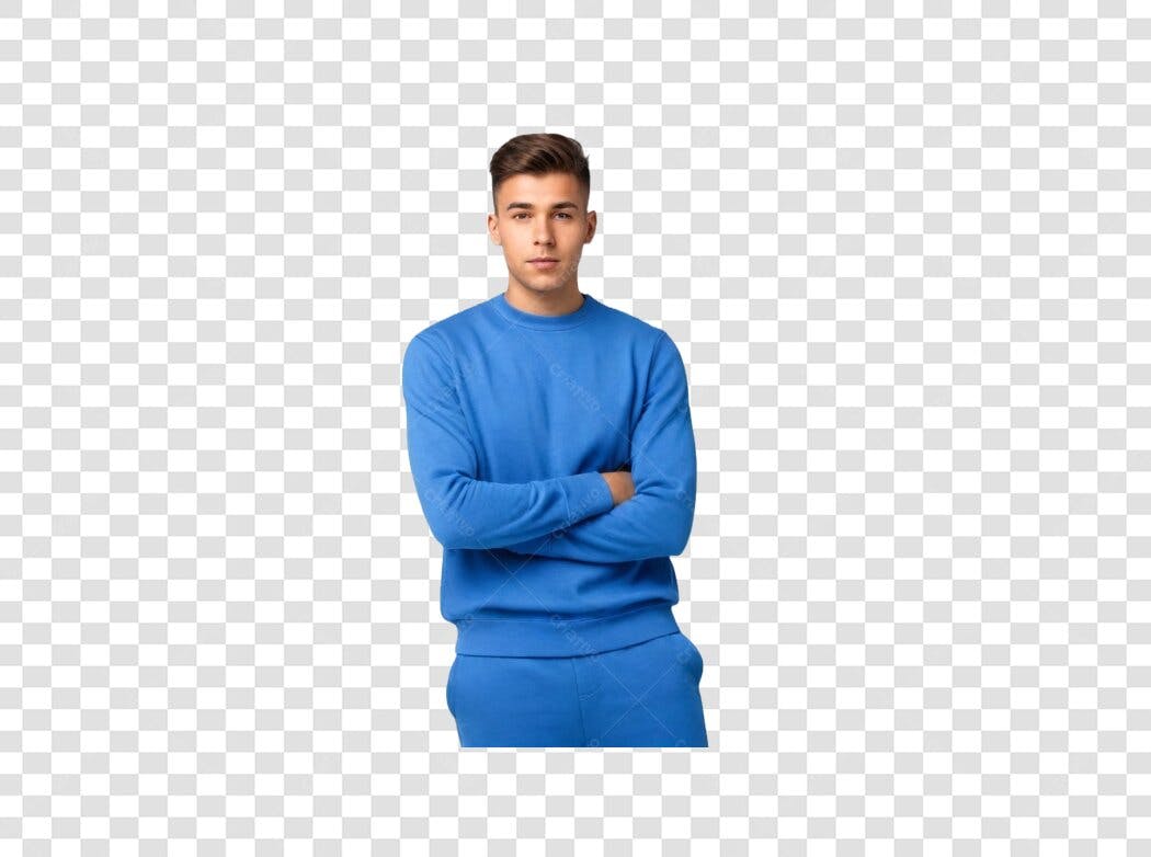 Foto Recortada Homem Jovem Blusa Azul PNG Fundo Transparente