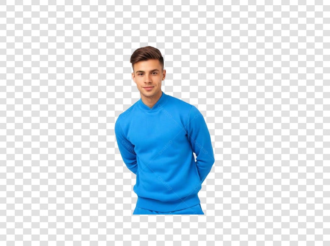 Foto Recortada Homem Jovem Blusa Azul PNG Fundo Transparente