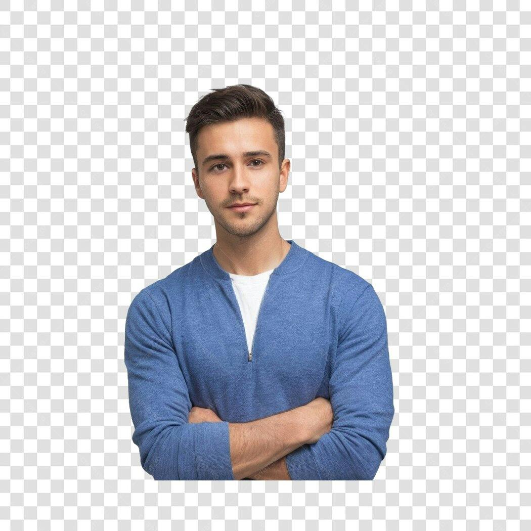 Foto Recortada Homem Jovem Braços Cruzados PNG Fundo Transparente