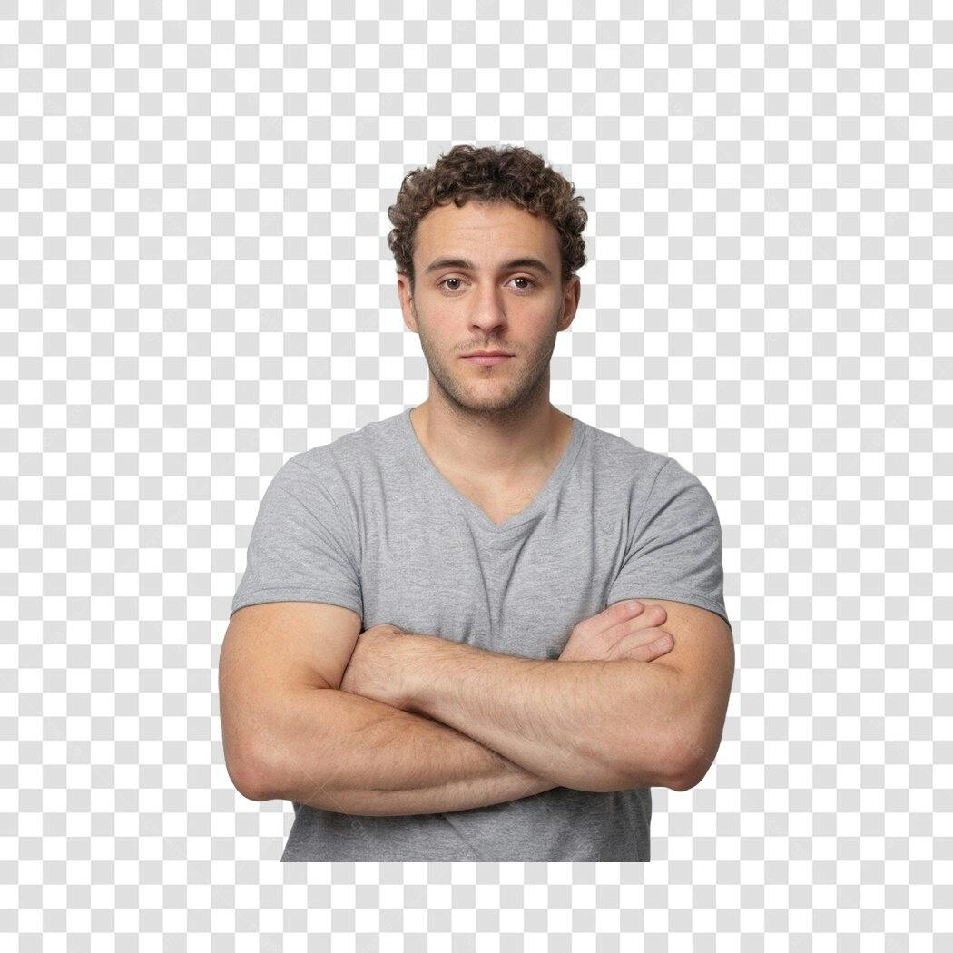 Foto Recortada Homem Jovem Braços Cruzados PNG Fundo Transparente