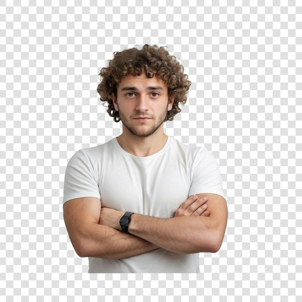 Foto Recortada Homem Jovem Cabelo Cacheado PNG Fundo Transparente