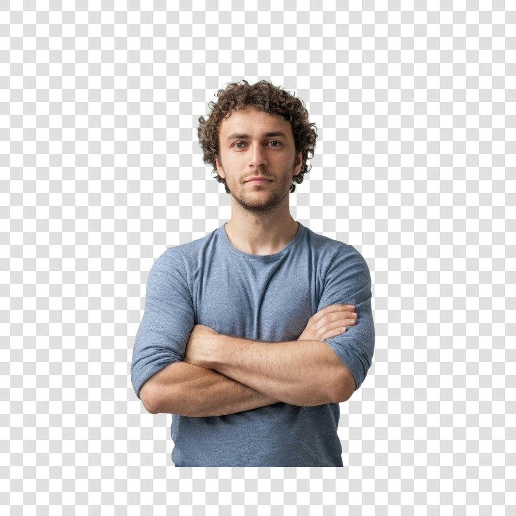 Foto Recortada Homem Jovem Cabelo Cacheado PNG Fundo Transparente