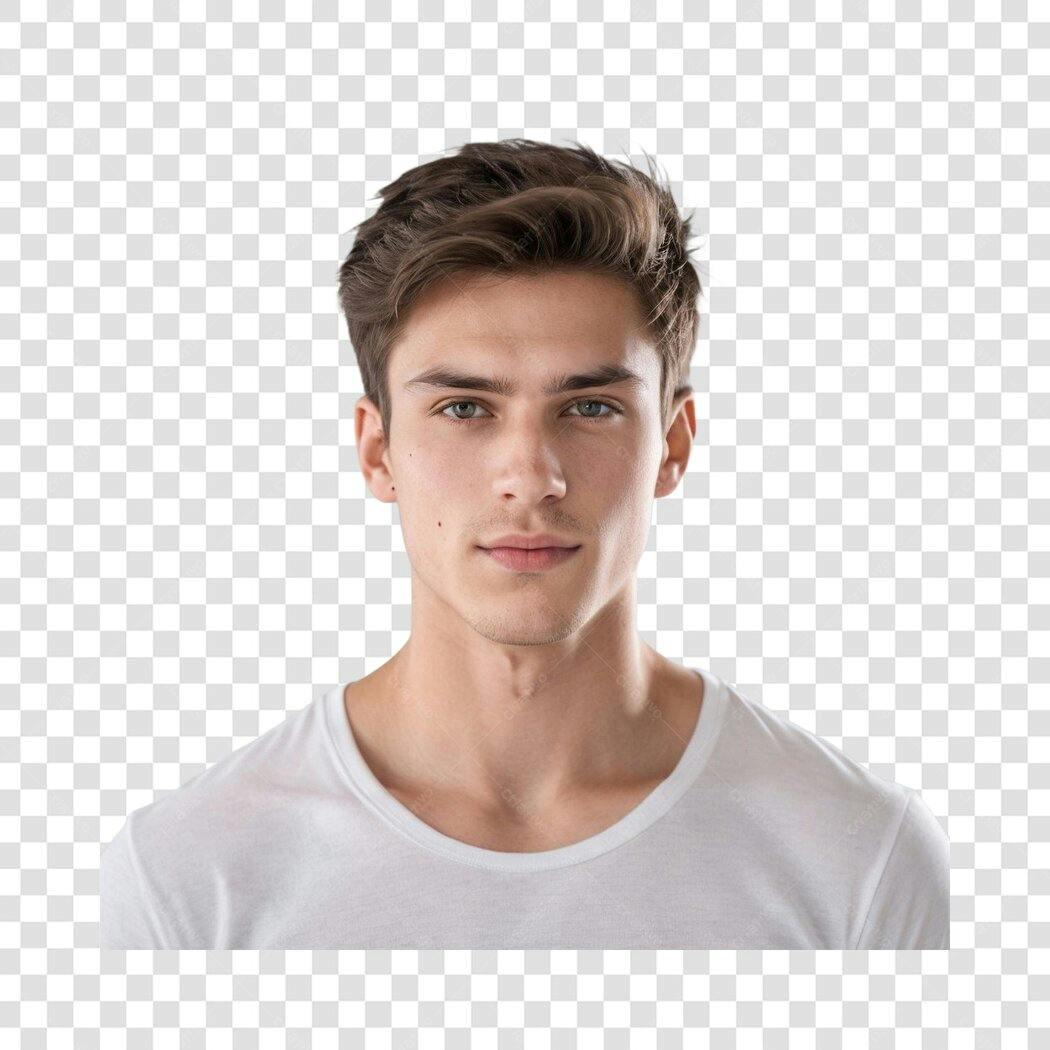 Foto Recortada Homem Jovem Cabelo Castanho PNG Fundo Transparente
