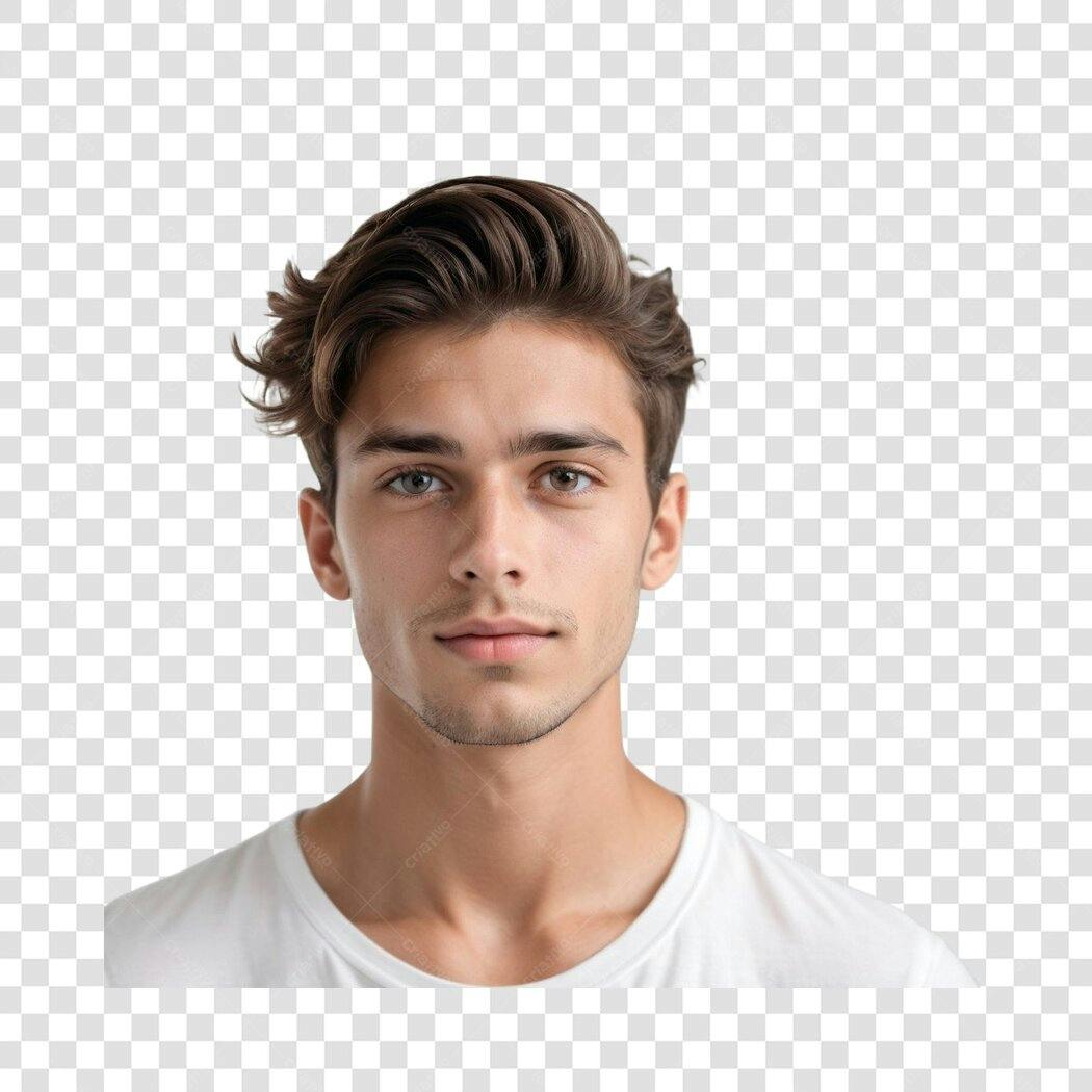 Foto Recortada Homem Jovem Cabelo Castanho PNG Fundo Transparente