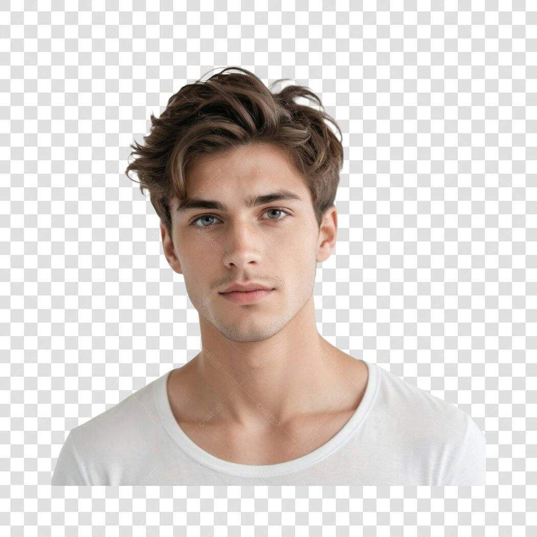 Foto Recortada Homem Jovem Cabelo Castanho PNG Fundo Transparente