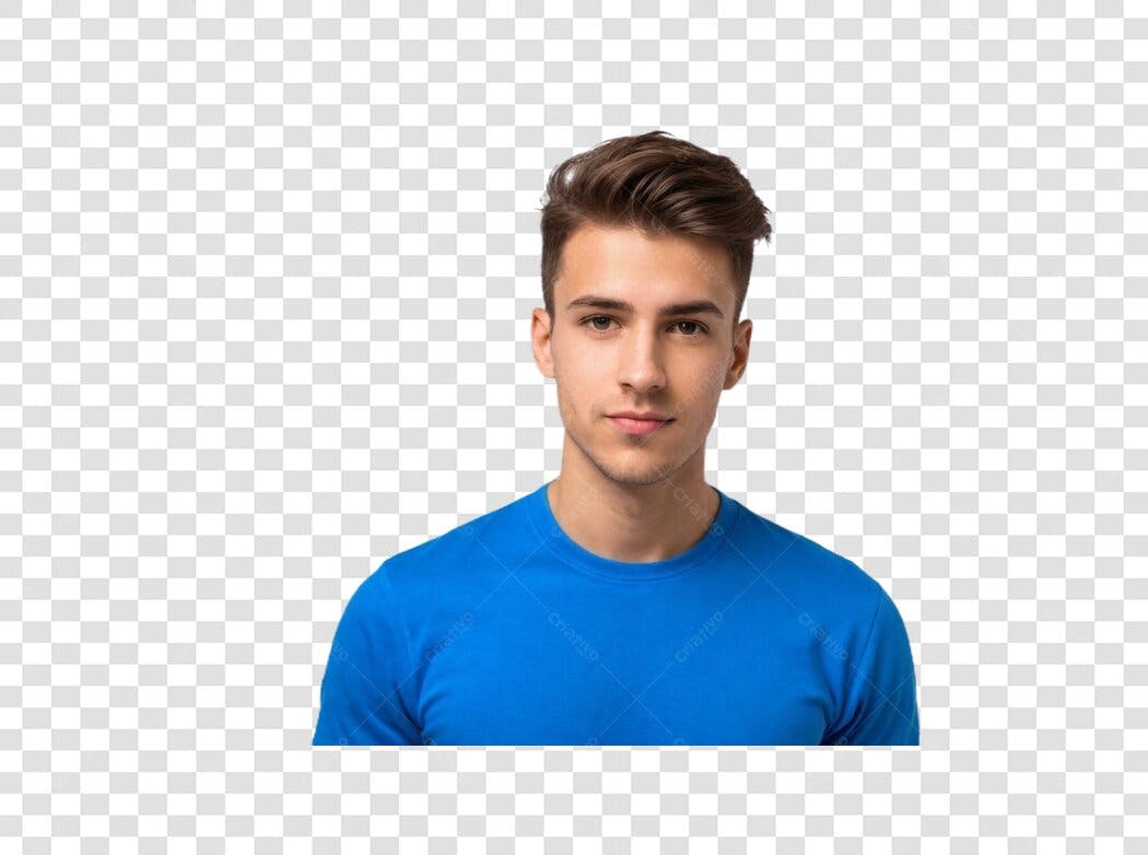 Foto Recortada Homem Jovem Camisa Azul PNG Fundo Transparente