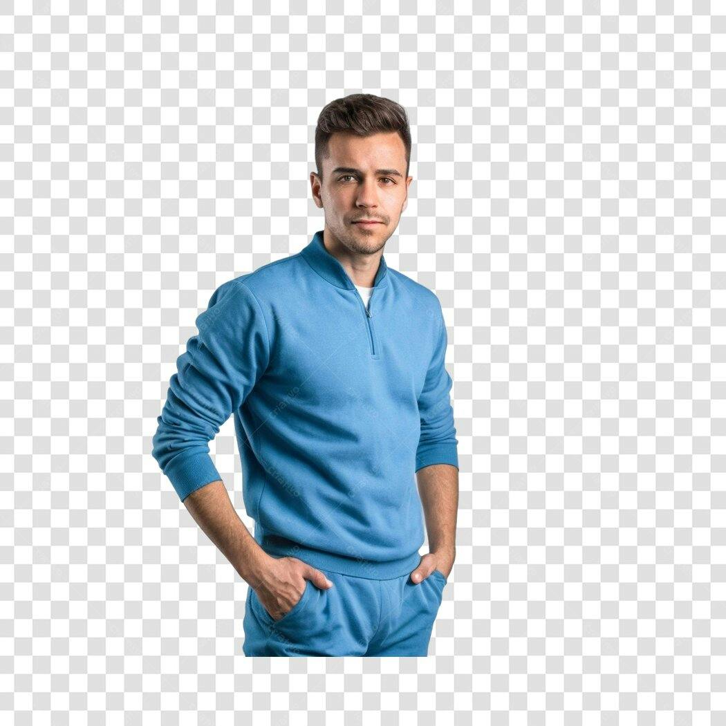 Foto Recortada Homem Jovem Casual Azul PNG Fundo Transparente