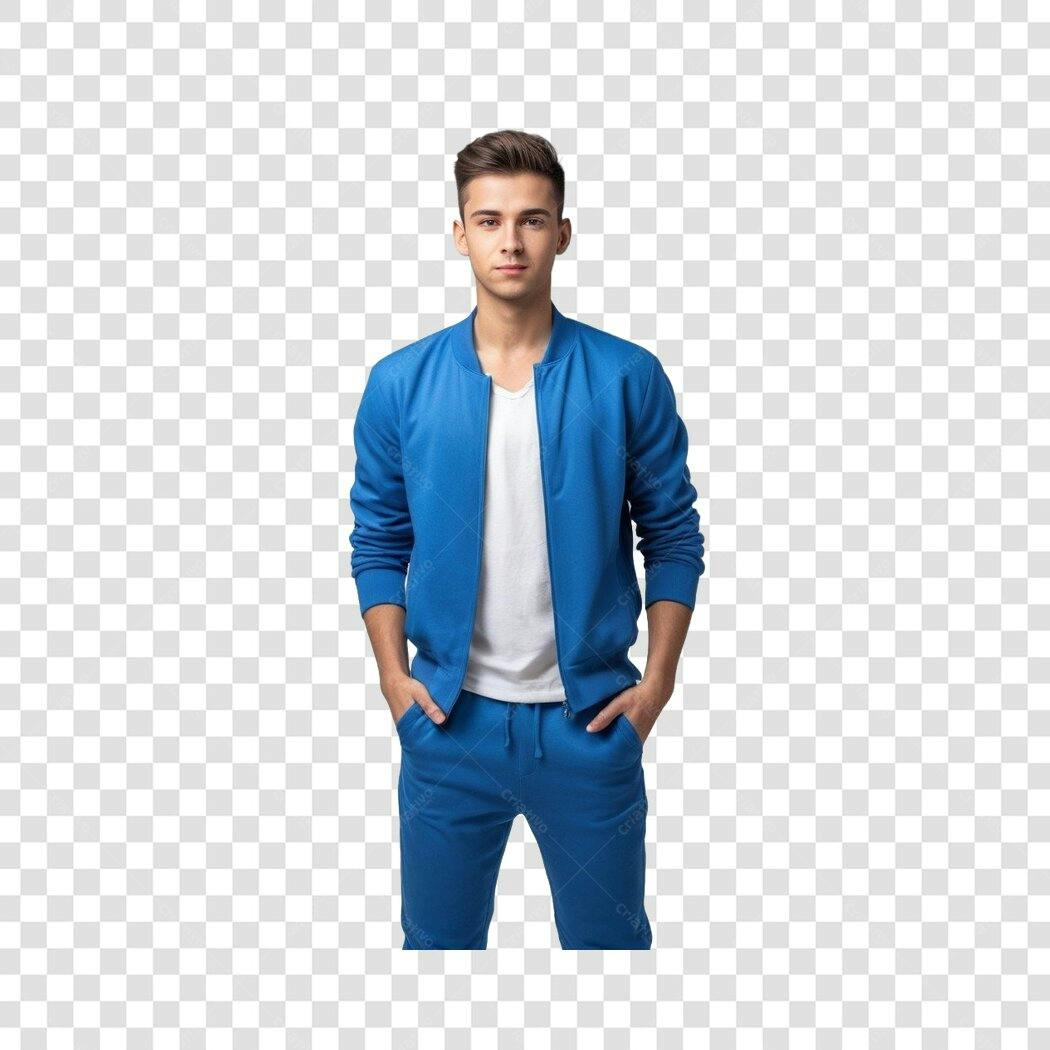 Foto Recortada Homem Jovem Jaqueta Azul PNG Fundo Transparente