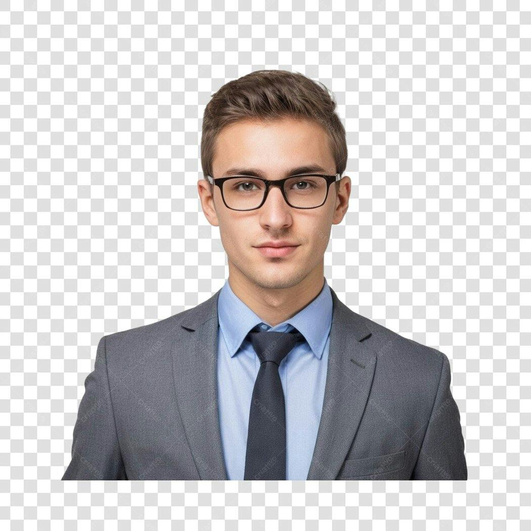 Foto Recortada Homem Jovem Óculos Terno PNG Fundo Transparente