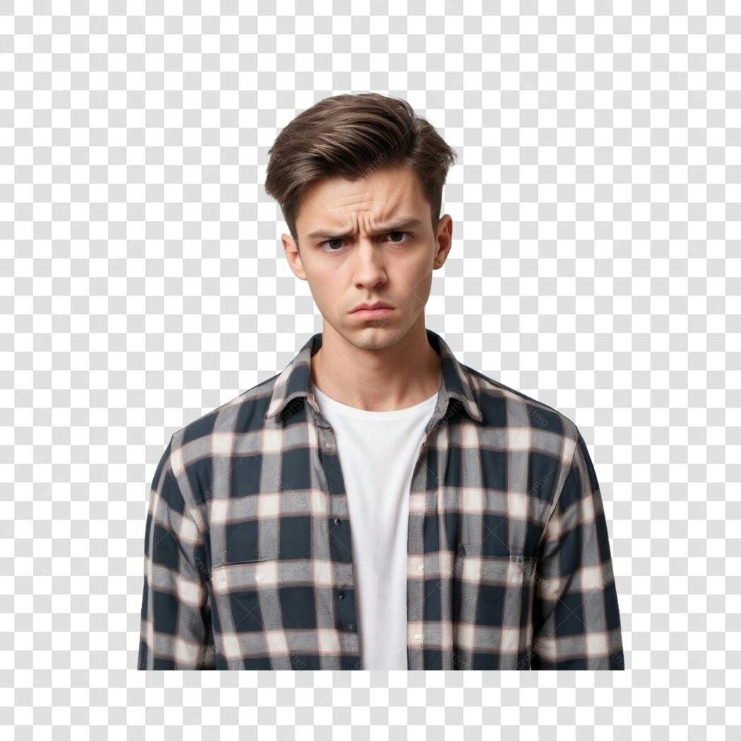 Foto Recortada Homem Jovem Sério Franzindo Testa PNG Fundo Transparente