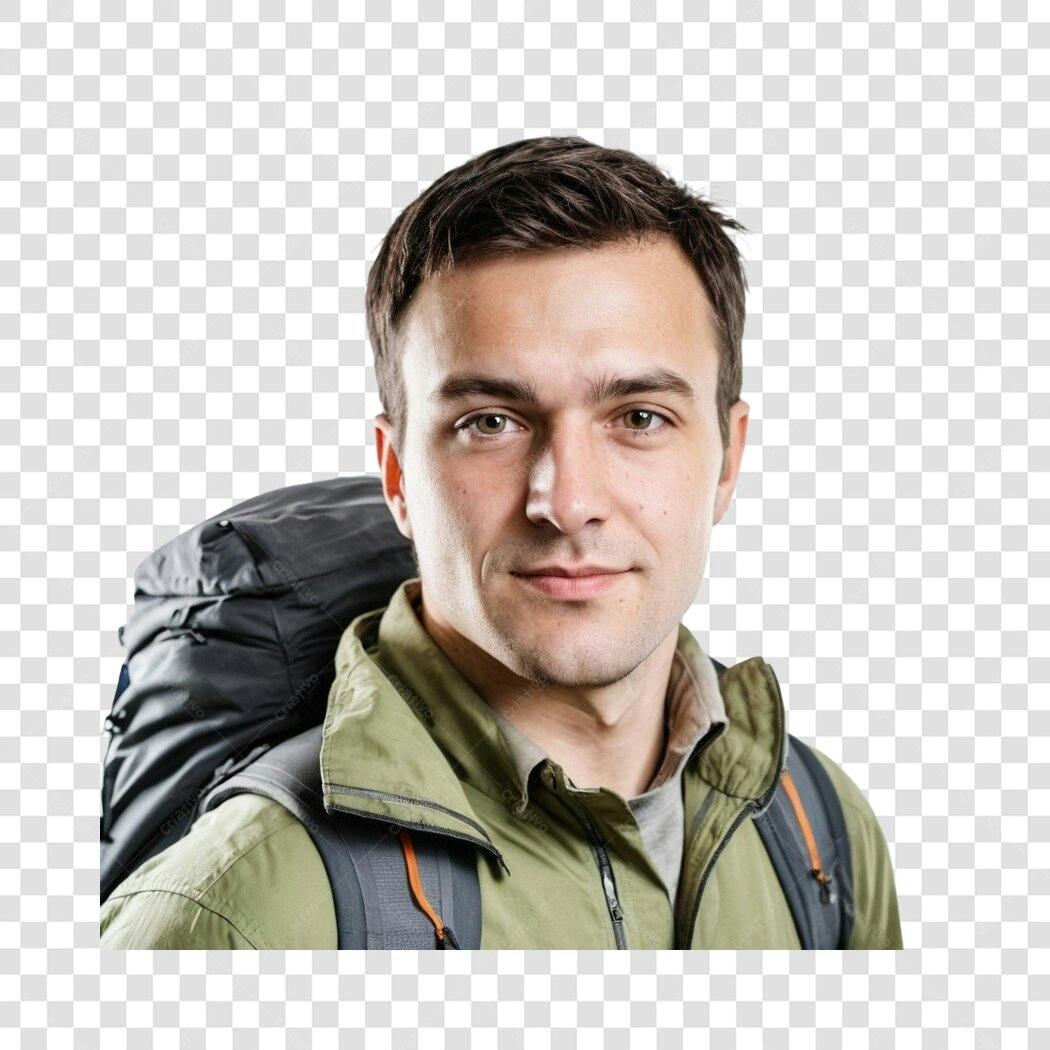 Foto Recortada Homem Mochileiro Aventureiro PNG Fundo Transparente