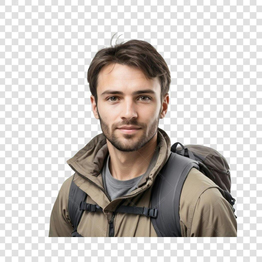 Foto Recortada Homem Mochileiro Aventureiro PNG Fundo Transparente