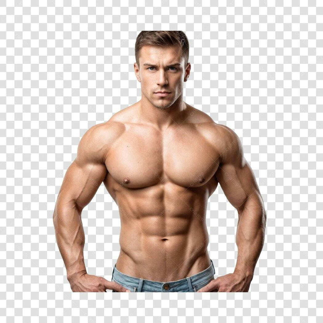 Foto Recortada Homem Musculoso Fitness Academia PNG Fundo Transparente