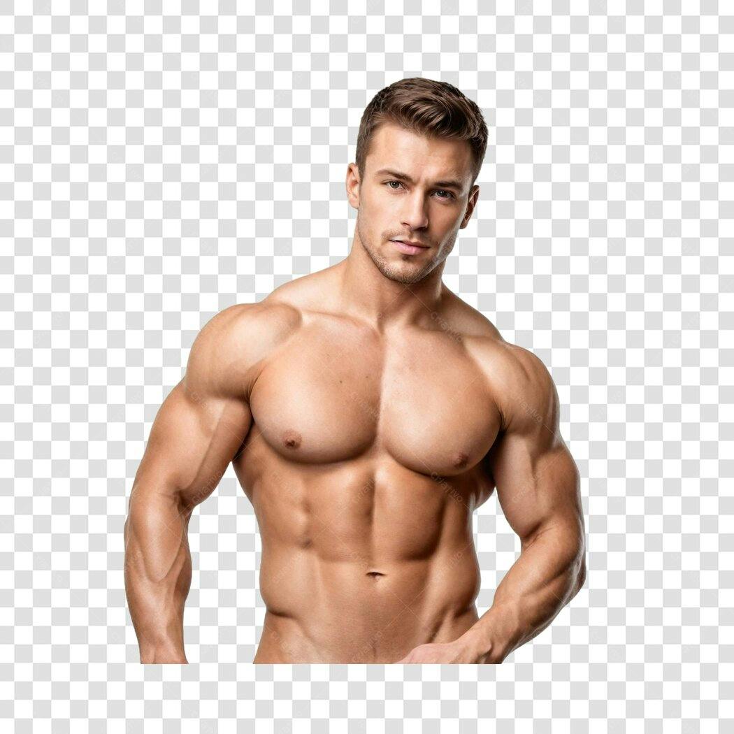 Foto Recortada Homem Musculoso Fitness Academia PNG Fundo Transparente