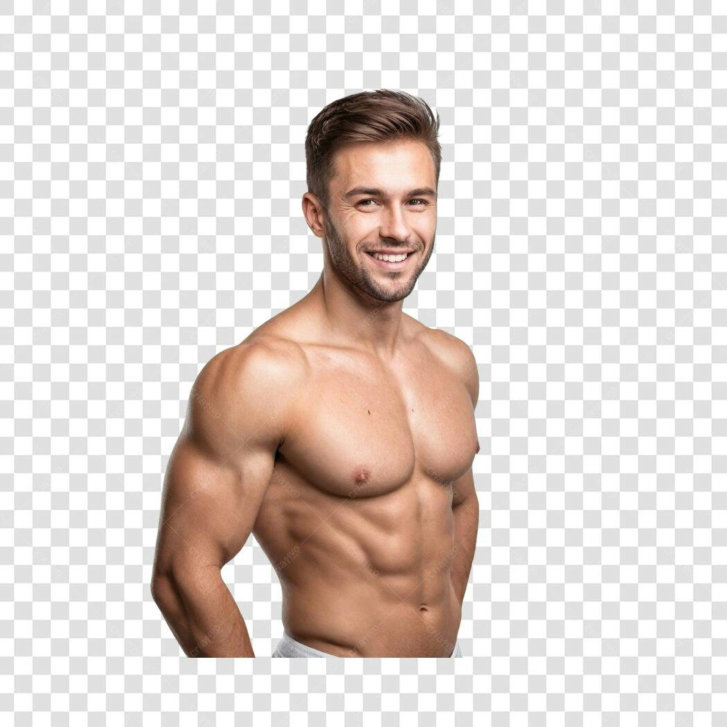Foto Recortada Homem Musculoso Sorrindo Fitness PNG Fundo Transparente