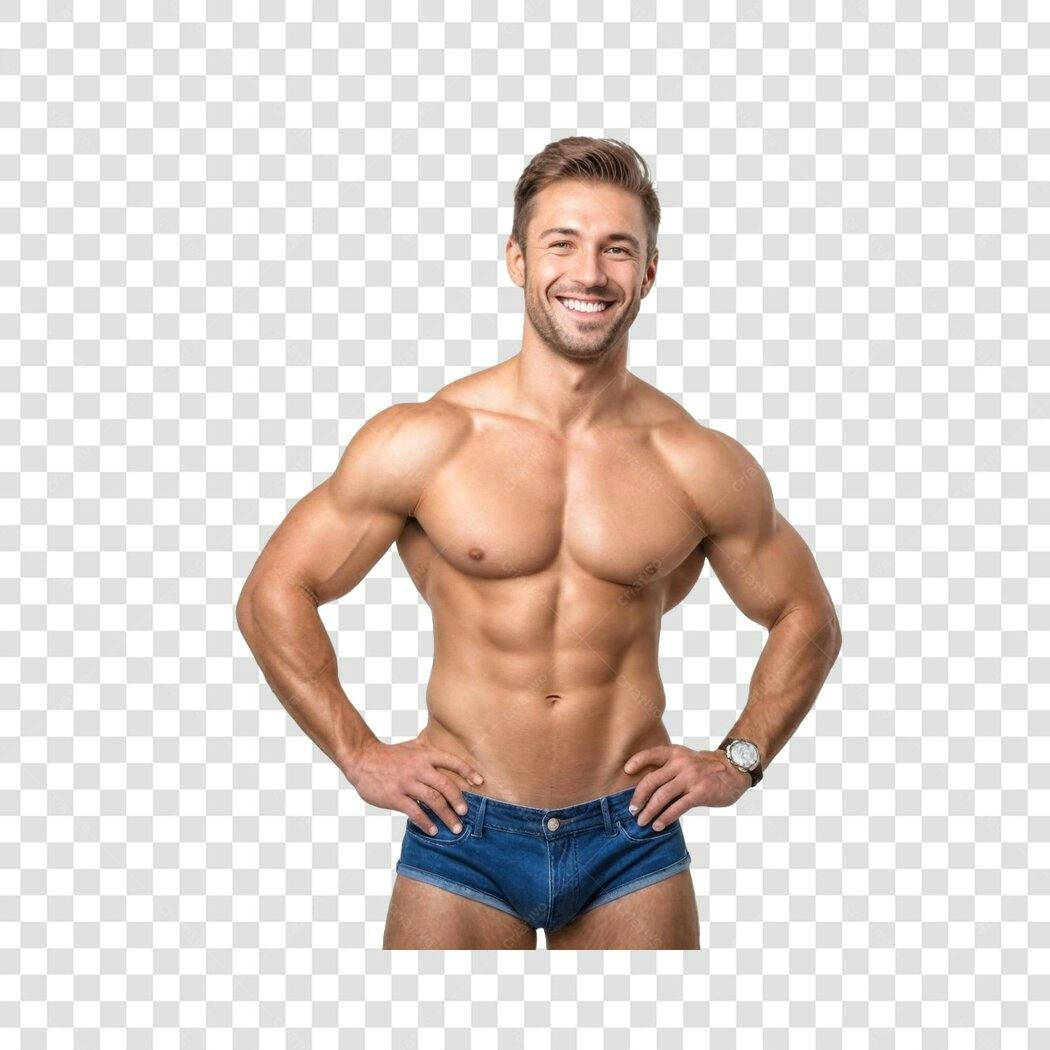Foto Recortada Homem Musculoso Sorrindo Fitness PNG Fundo Transparente