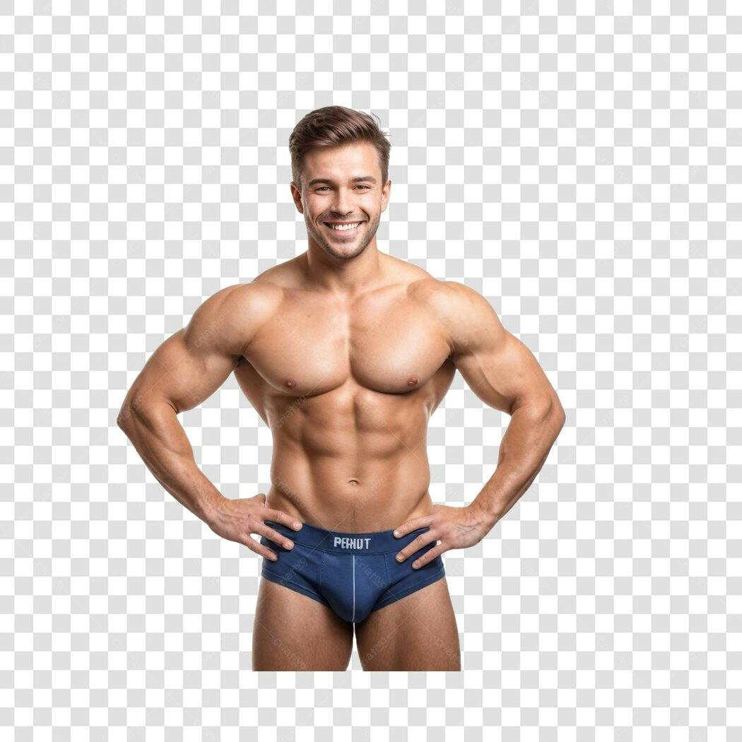 Foto Recortada Homem Musculoso Sorrindo Fitness PNG Fundo Transparente