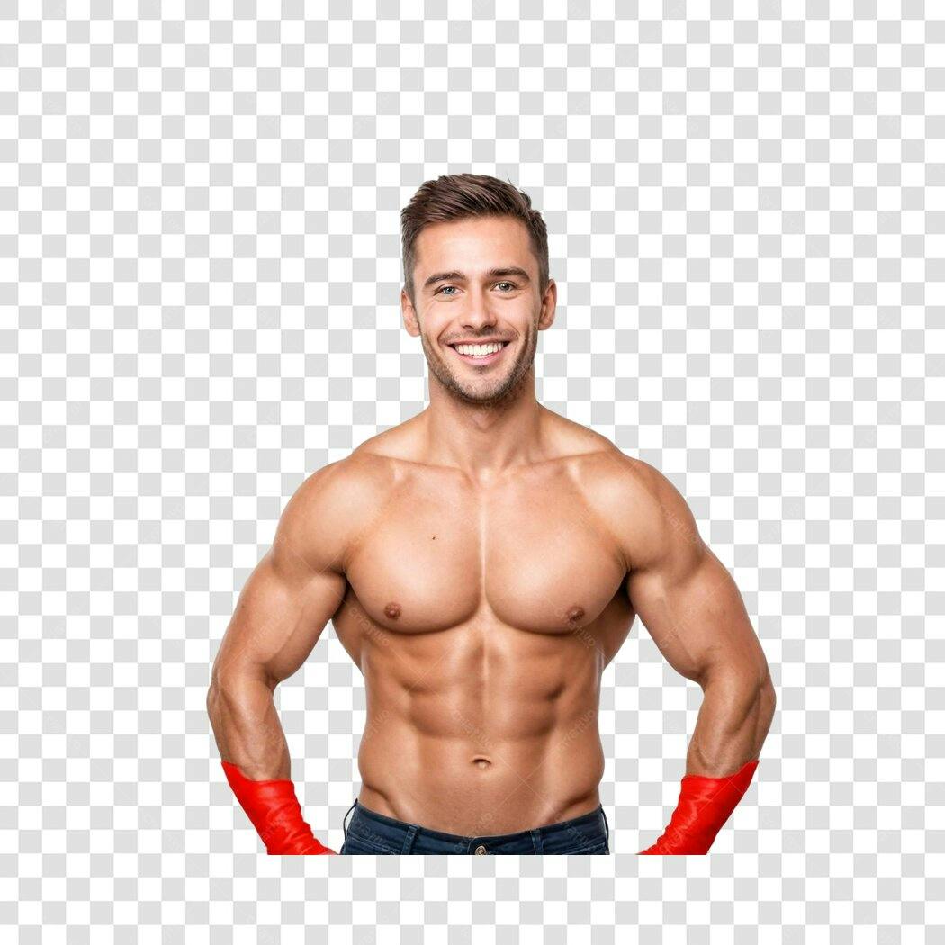 Foto Recortada Homem Musculoso Sorrindo PNG Fundo Transparente