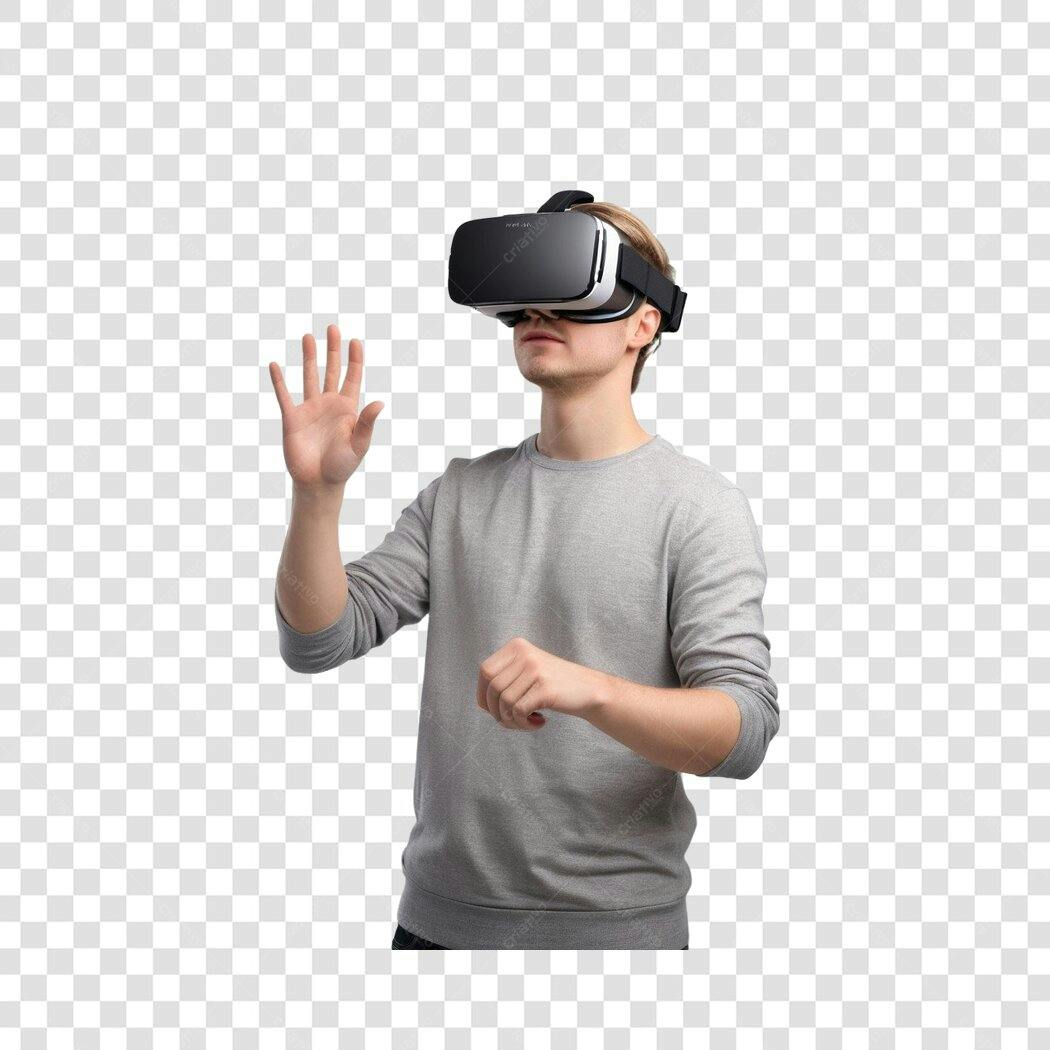 Foto Recortada Homem Óculos Realidade Virtual PNG Fundo Transparente
