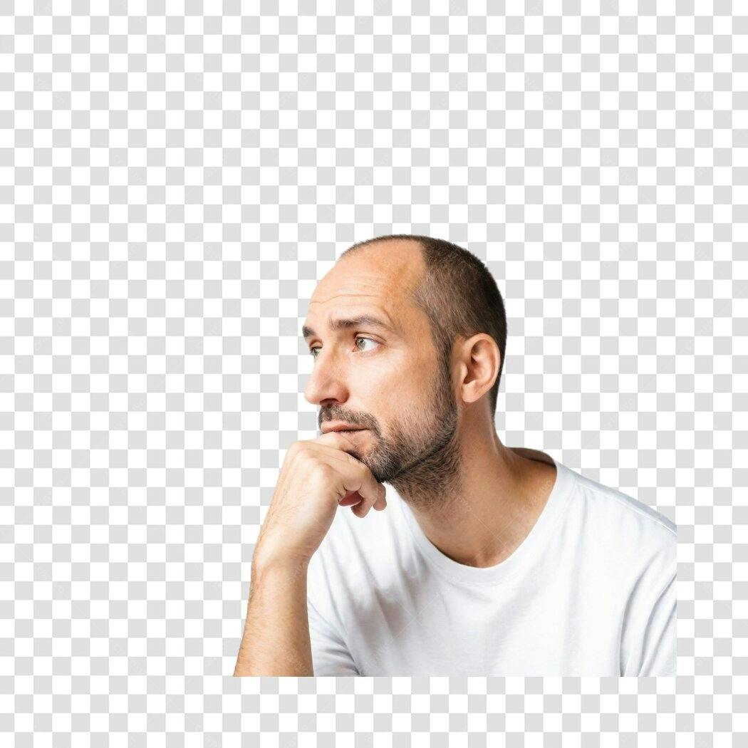 Foto Recortada Homem Pensativo Barba PNG Fundo Transparente