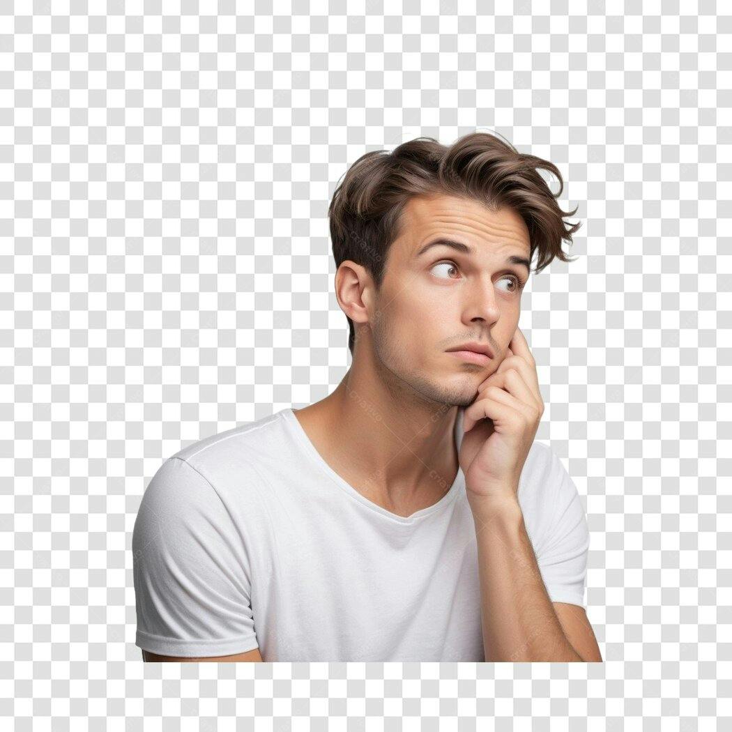 Foto Recortada Homem Pensativo Olhando Lado PNG Fundo Transparente