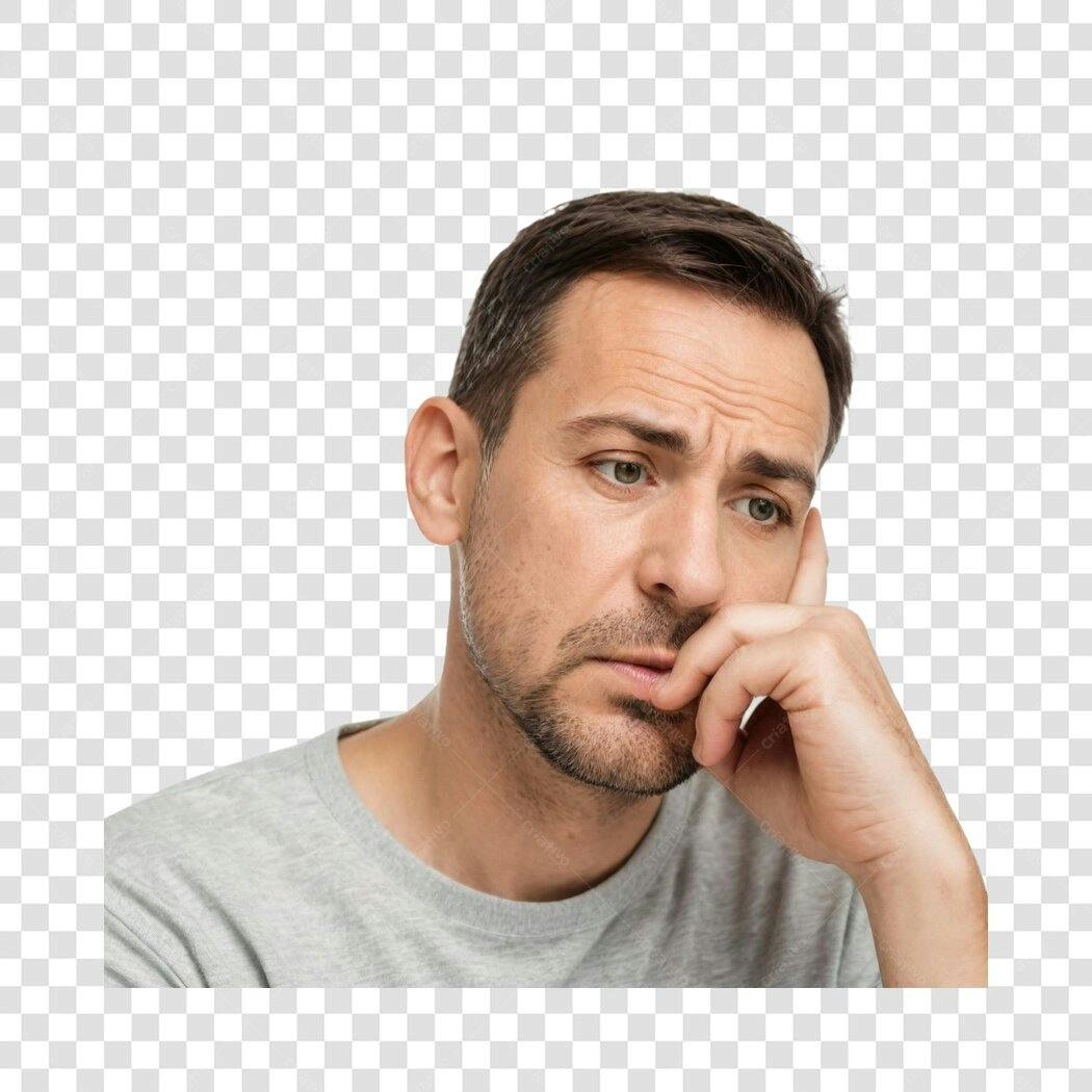Foto Recortada Homem Pensativo Preocupado PNG Fundo Transparente