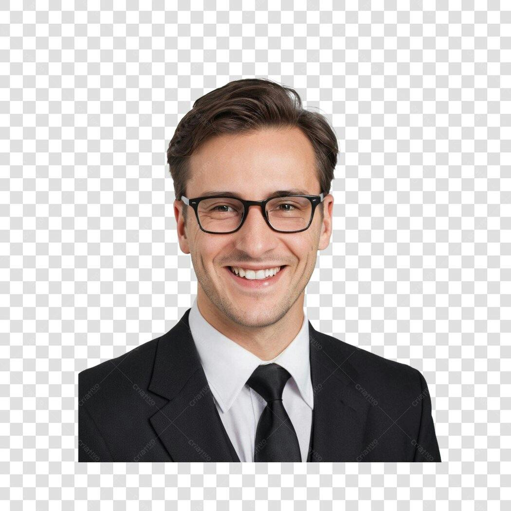 Foto Recortada Homem Sorrindo Óculos Terno PNG Fundo Transparente