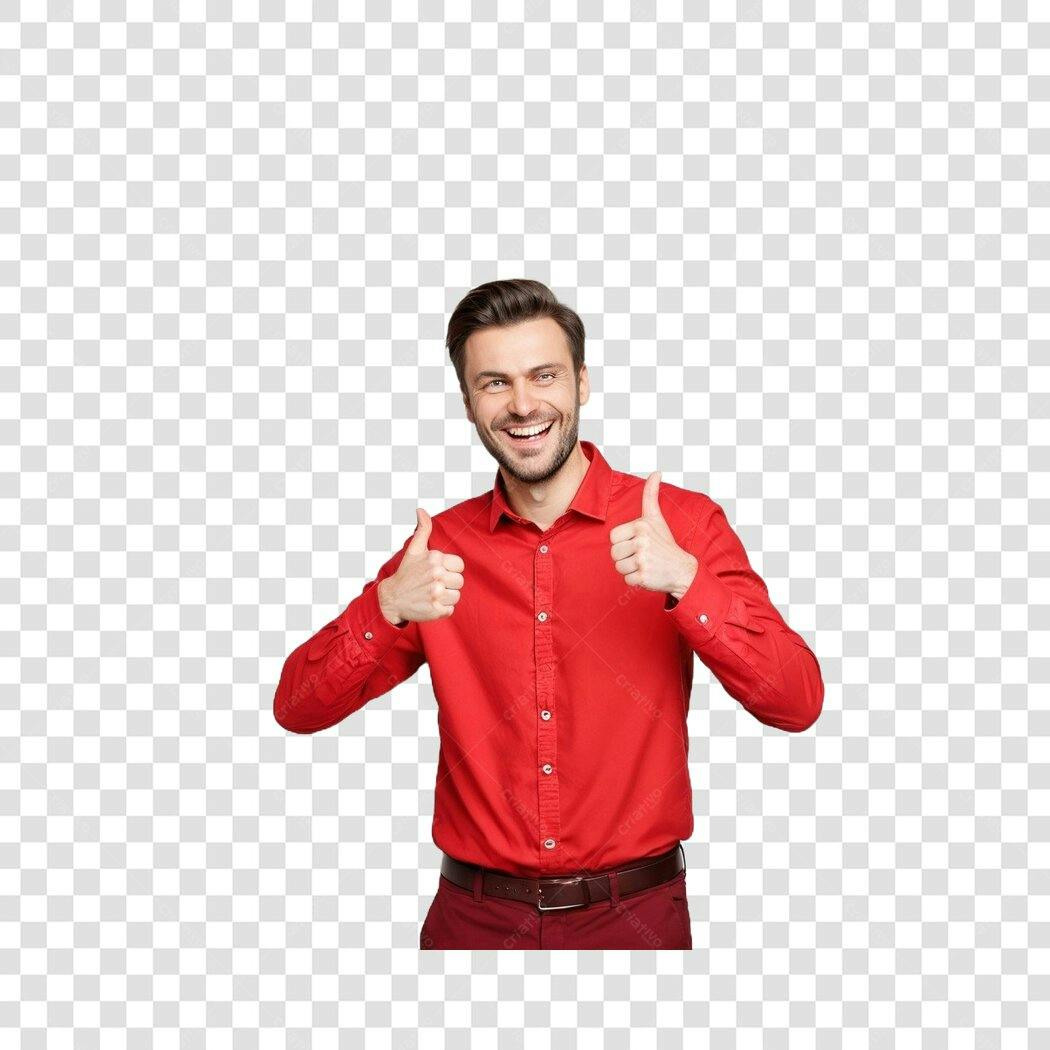 Foto Recortada Homem Sorrindo Polegar Cima PNG Fundo Transparente