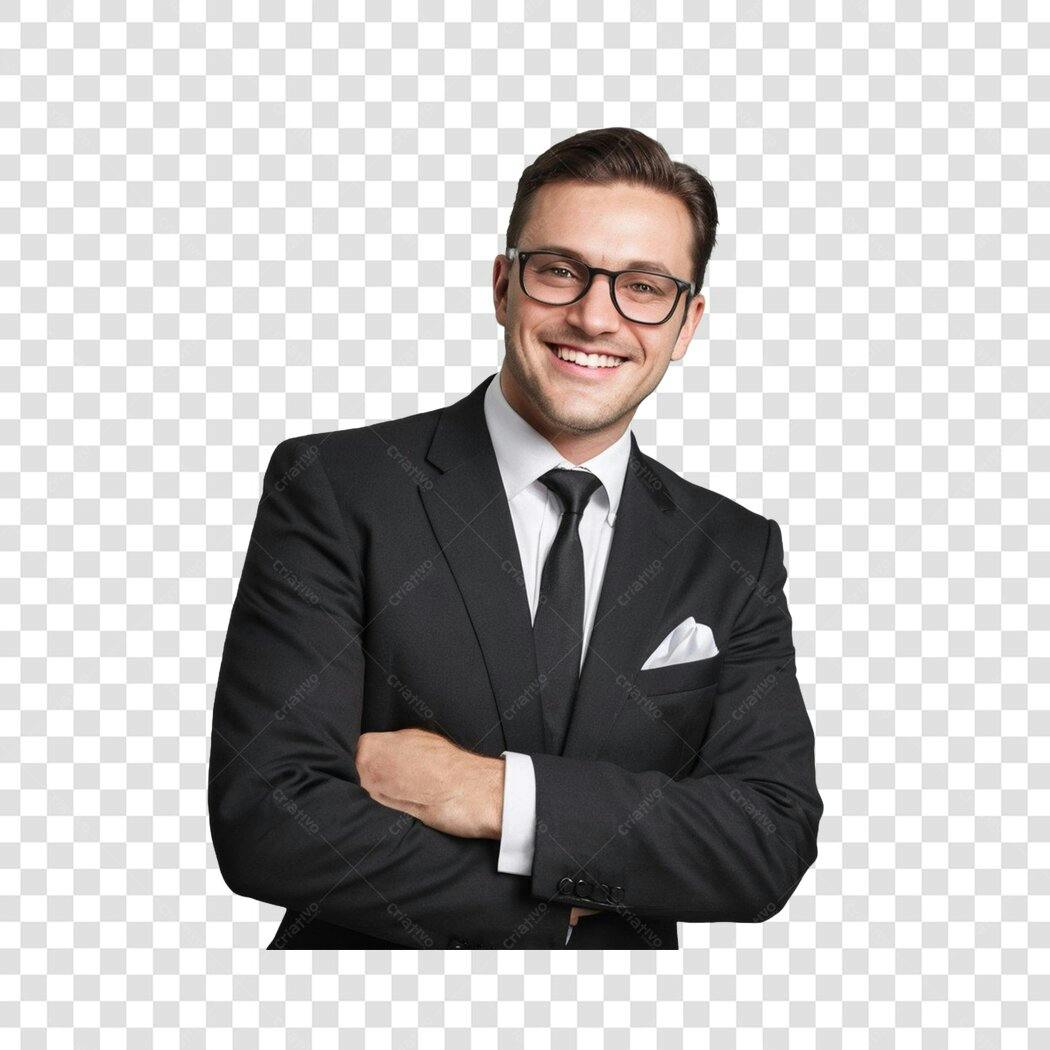 Foto Recortada Homem Sorrindo Terno Óculos PNG Fundo Transparente