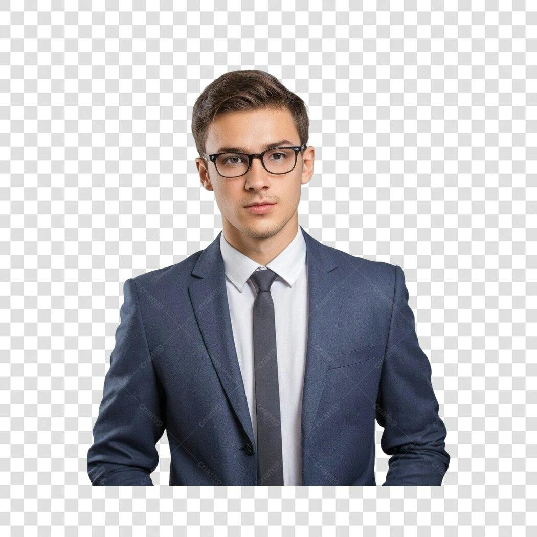 Foto Recortada Homem Terno Óculos Formal PNG Fundo Transparente