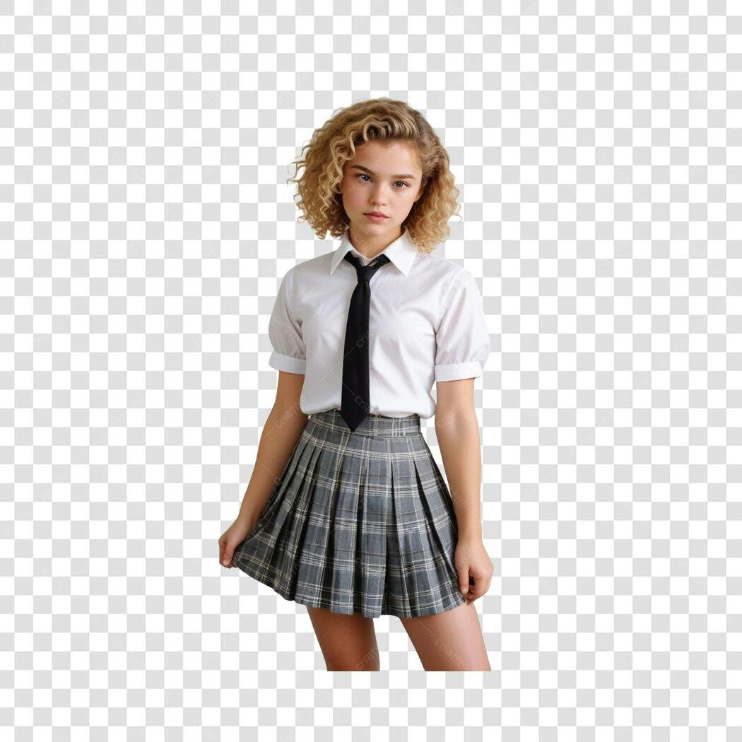 Foto Recortada Jovem Estudante Uniforme Escolar PNG Fundo Transparente