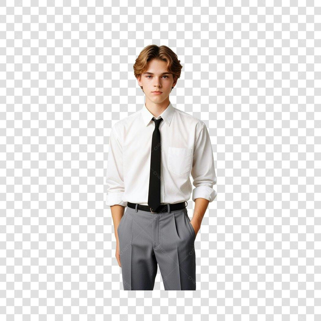 Foto Recortada Jovem Homem Camisa Social Gravata PNG Fundo Transparente