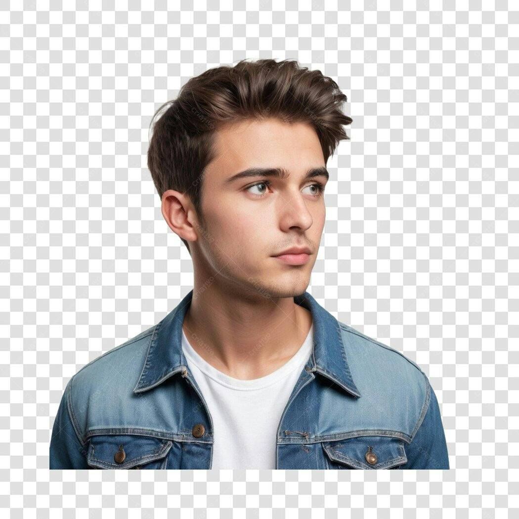 Foto Recortada Jovem Homem Jaqueta Jeans PNG Fundo Transparente