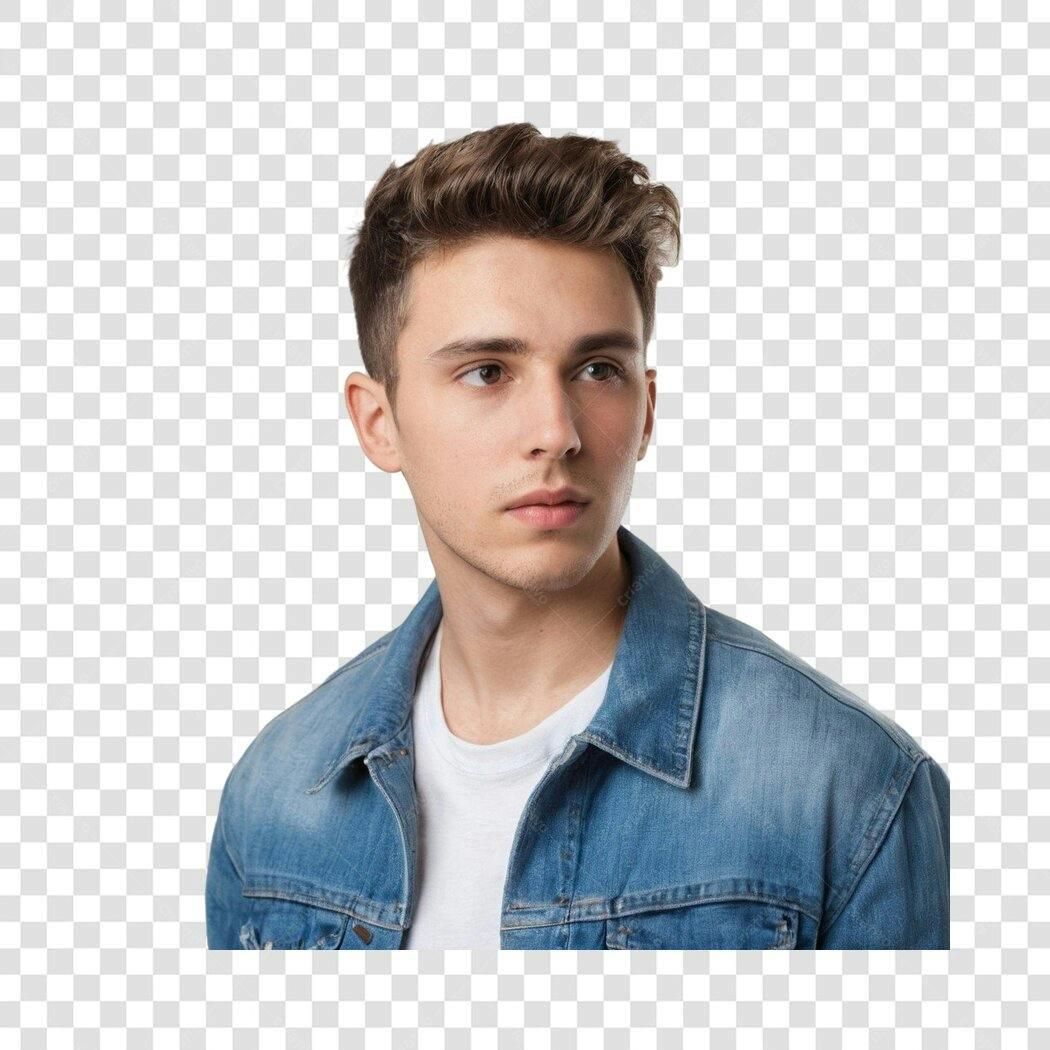 Foto Recortada Jovem Homem Jaqueta Jeans PNG Fundo Transparente