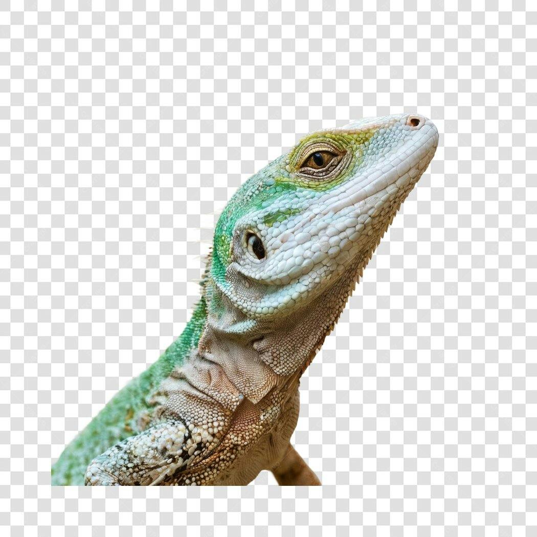 Foto Recortada Lagarto Verde Réptil PNG Fundo Transparente