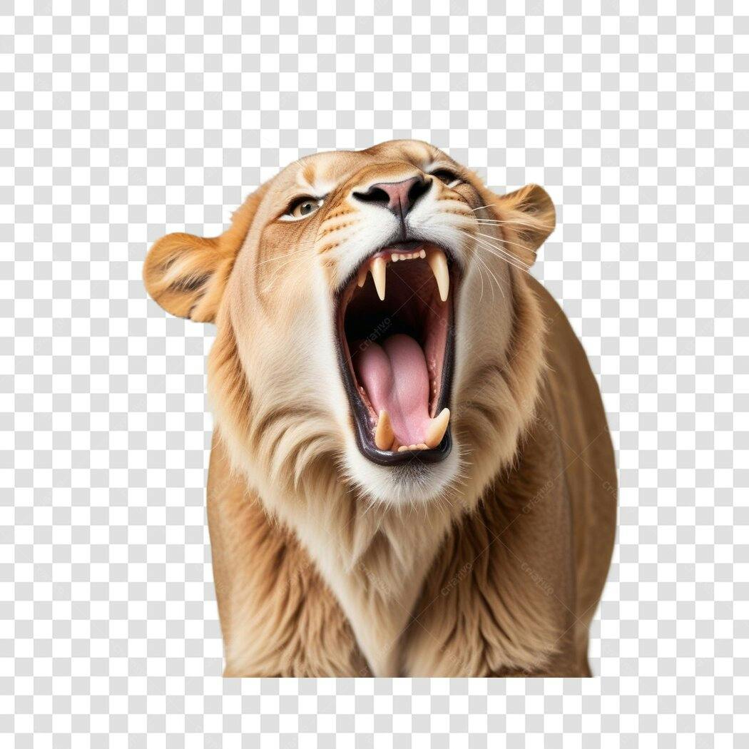 Foto Recortada Leoa Rugindo Fundo Transparente PNG