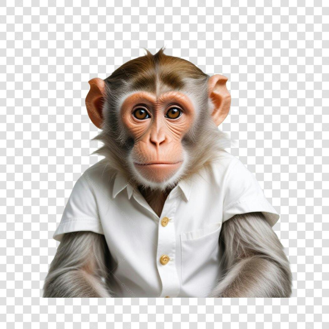 Foto Recortada Macaco Camisa Social PNG Fundo Transparente