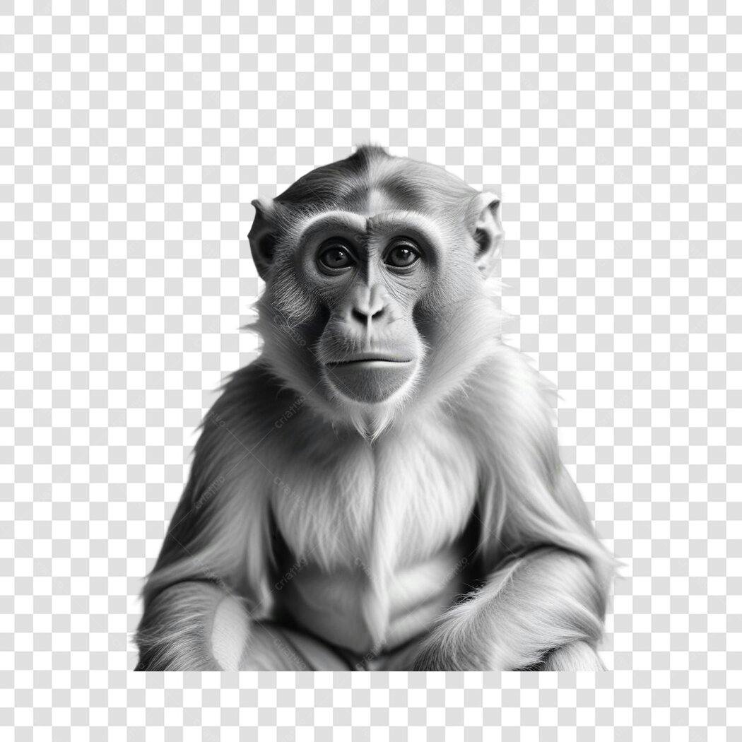 Foto Recortada Macaco Cinza Fundo Transparente PNG