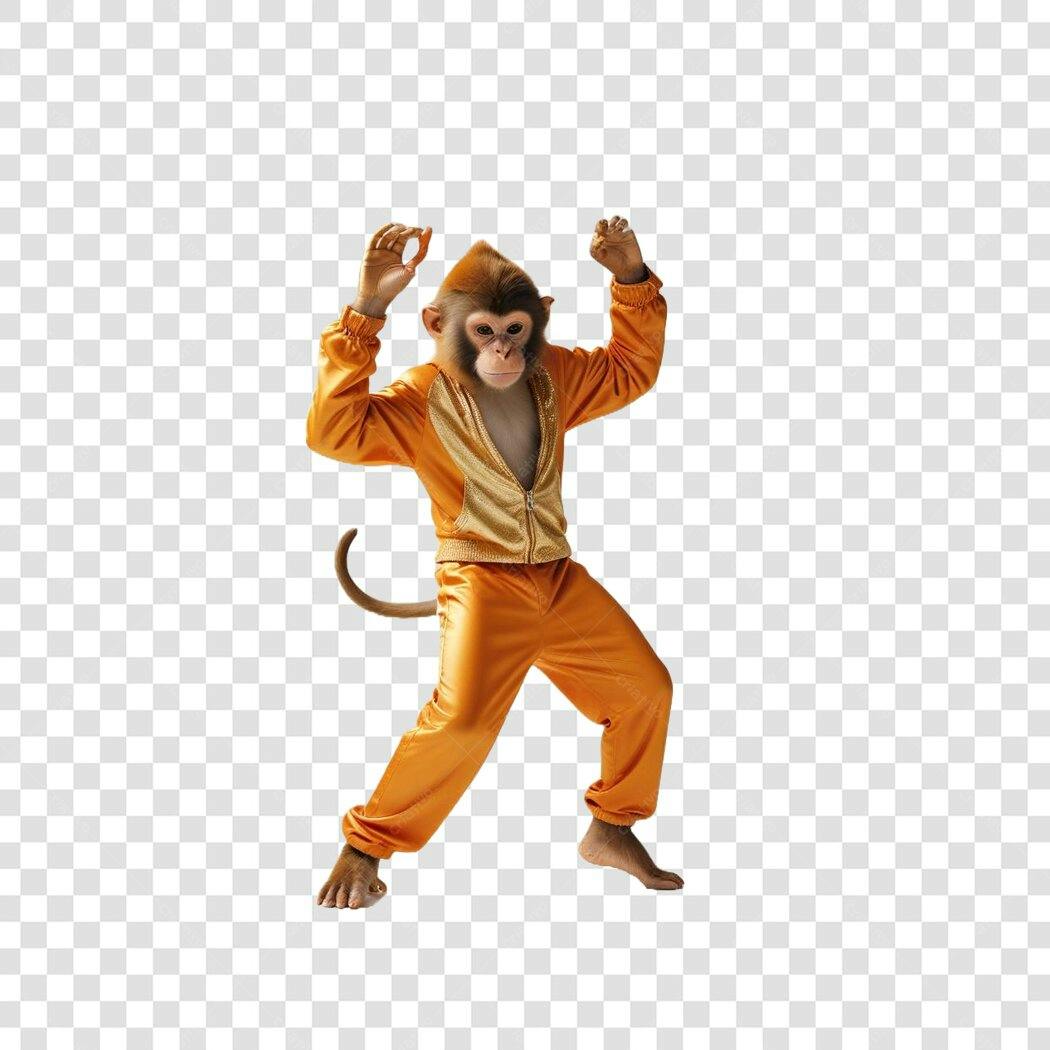 Foto Recortada Macaco Fantasia Laranja PNG Fundo Transparente