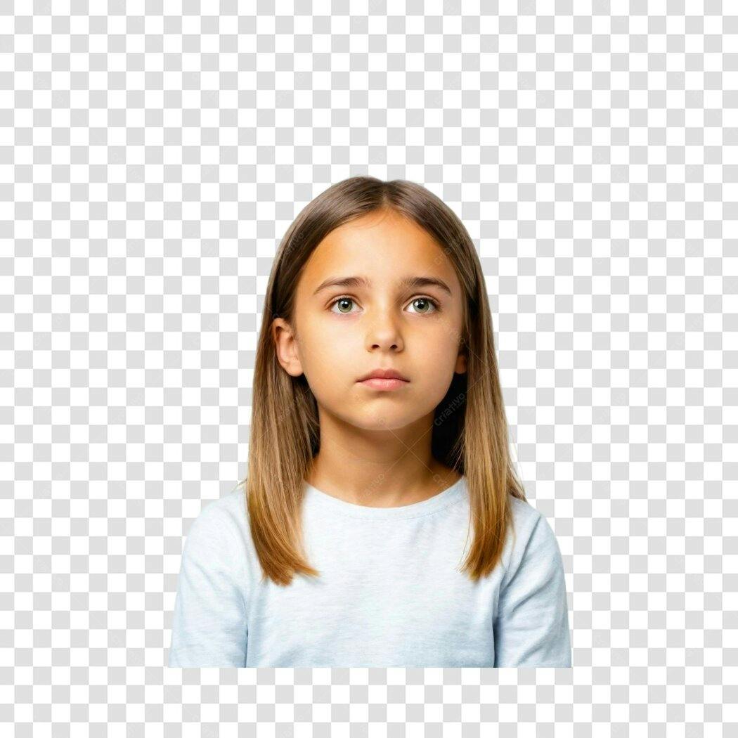 Foto Recortada Menina Criança Olhando Cima PNG Fundo Transparente