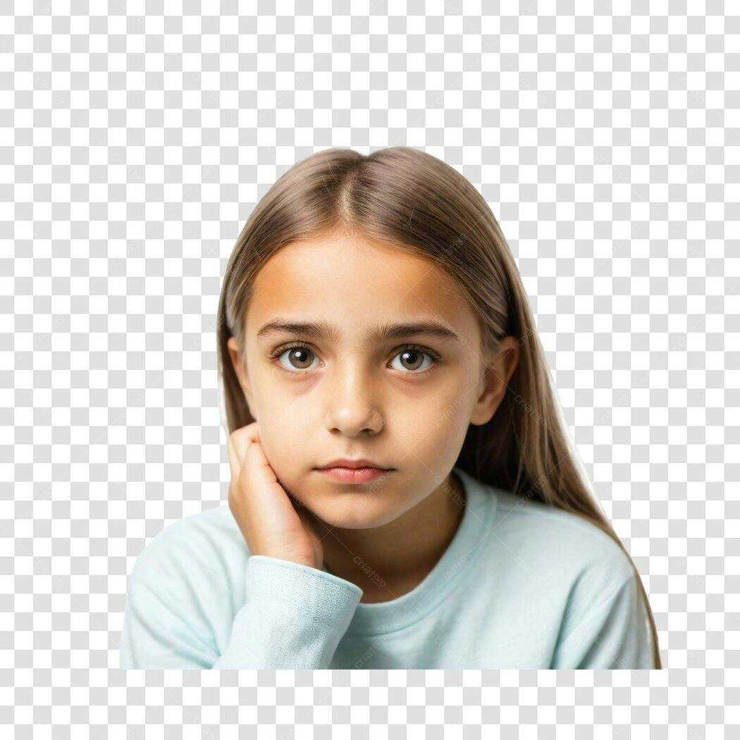 Foto Recortada Menina Criança Olhando Séria PNG Fundo Transparente
